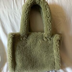 Stand Studio Green Faux Fur Tote Bag